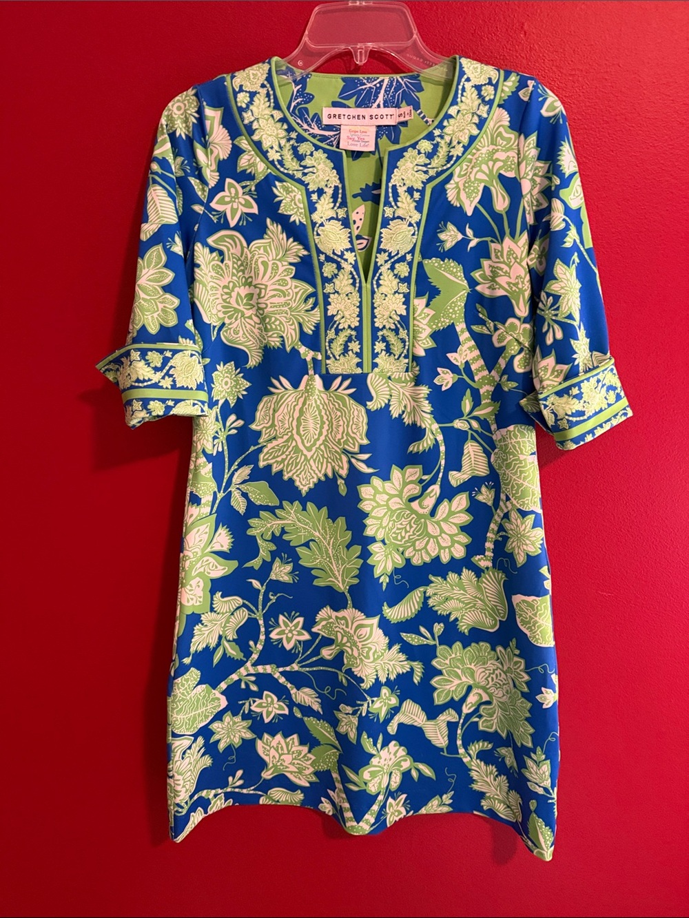 Gretchen Scott Green & Blue Floral Jersey Dress